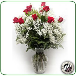 Dozen Roses with Baby's Breath