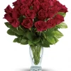 two dozen long stemmed red roses