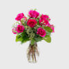 91 Vased One Dozen Pink LS Roses