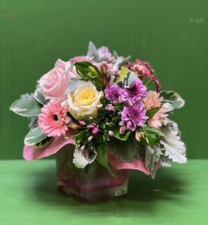 Beautiful bouquet with a colorful assortment of bright sweet flowers
