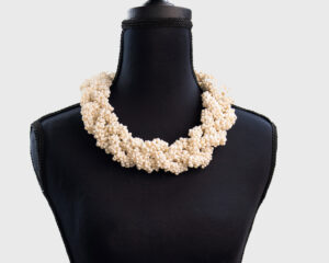 209 Triple Strand White Coral Lei Side 1