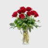 63 Vased Dozen Red LS Roses